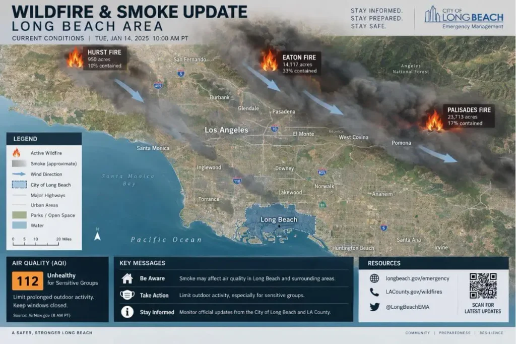 Long Beach California Wildfire & Smoke Map Today: See Current Live Updates 2 current live forest wildfire smoke map today in long beach california ca 2